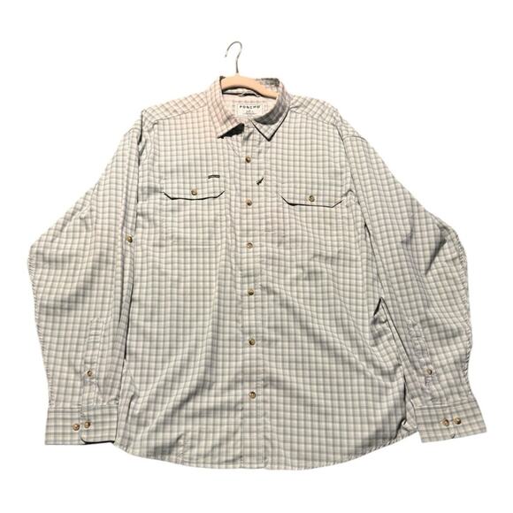 PONCHO MENS XL Checkered Casual Button-Down Shirt MAGNETIC POCKETS UTILITY SPORT - Picture 1 of 12